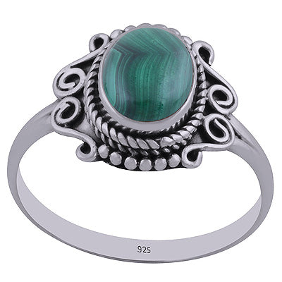 Malachite 925 Sterling Silver Ring - R3402439-44