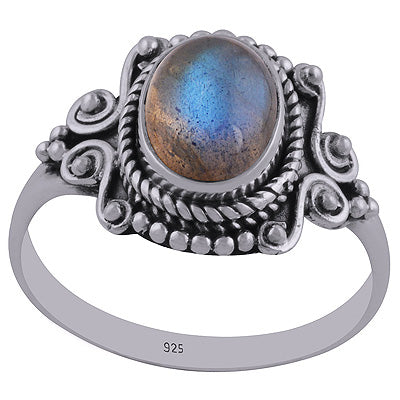 Stunning Handwork Around Labradorite Oval Shape 925 Sterling Solid Silver Ring - R3402440-25