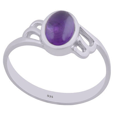Gorgeous Cut Work Around Amethyst Oval Shape 925 Sterling Solid Silver Ring - R3402477-21