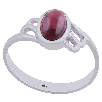 Gorgeous Cut Work Around Garnet Oval Shape 925 Sterling Solid Silver Ring - R3402477-22