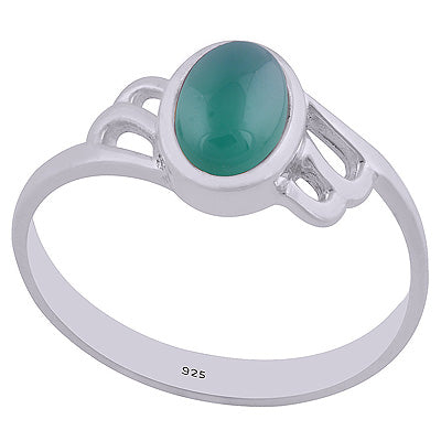 Gorgeous Cut Work Around Green Onyx Oval Shape 925 Sterling Solid Silver Ring - R3402477-28