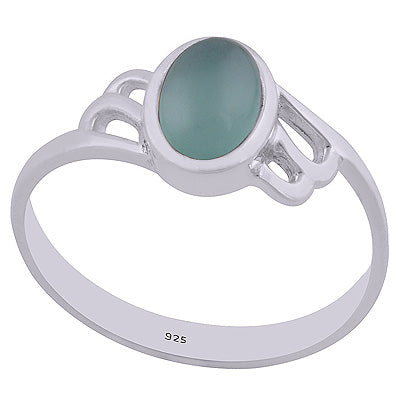 Gorgeous Cut Work Around Aqua Chalcedony Oval Shape 925 Sterling Solid Silver Ring - R3402477-30