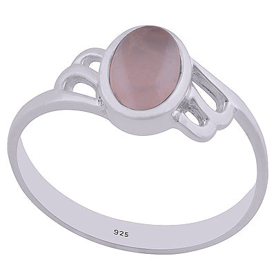 Gorgeous Cut Work Around Rose Quartz Oval Shape 925 Sterling Solid Silver Ring - R3402477-32