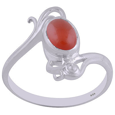 Beautifully Handcrafted Work Around Carnelian Oval Shape 925 Sterling Solid Silver Ring - R3402480-27