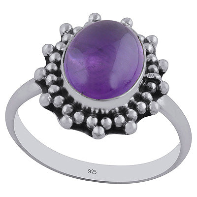 Gorgeous Rawa Work Around Amethyst Oval Shape 925 Sterling Solid Silver Ring - R3402489-22