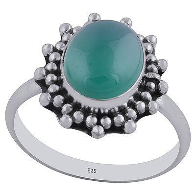 Gorgeous Rawa Work Around Green Onyx Oval Shape 925 Sterling Solid Silver Ring - R3402489-28