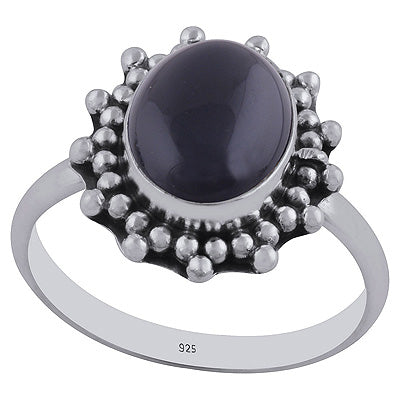Gorgeous Rawa Work Around Black Onyx Oval Shape 925 Sterling Solid Silver Ring - R3402489-39