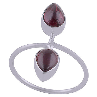 Alluring Two Gemstone Garnet Pear Shape 925 Sterling Solid Silver Ring - R3402496-5