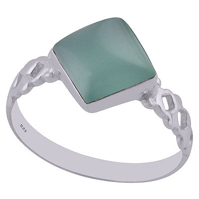 Beautiful Cut Work Around Aqua Chalcedony Rhombus Shape 925 Sterling Solid Silver Ring - R3402500-36
