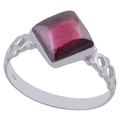 Beautiful Cut Work Around Garnet Rhombus Shape 925 Sterling Solid Silver Ring - R3402500-6