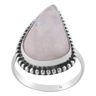Gorgeous Rawa Work Around Rainbow Moonstone Fancy Shape 925 Sterling Solid Silver Ring - R3402542-96