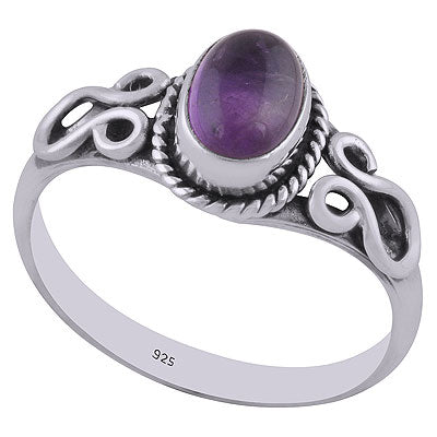 Classic Handwork Amethyst Oval Shape 925 Sterling Solid Silver Ring - R3402548-1