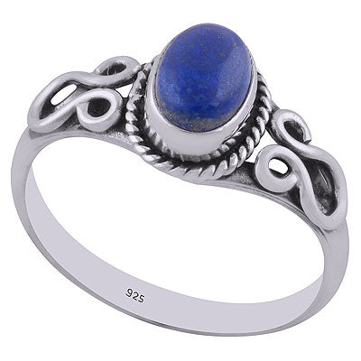 Classic Handwork Lapis Oval Shape 925 Sterling Solid Silver Ring - R3402548-26
