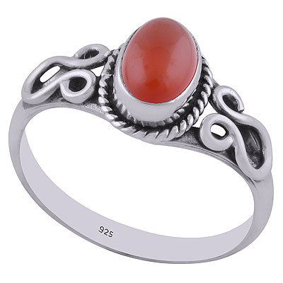 Classic Handwork Carnelian Oval Shape 925 Sterling Solid Silver Ring - R3402548-31