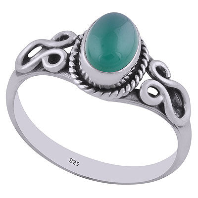 Classic Handwork Green Onyx Oval Shape 925 Sterling Solid Silver Ring - R3402548-33