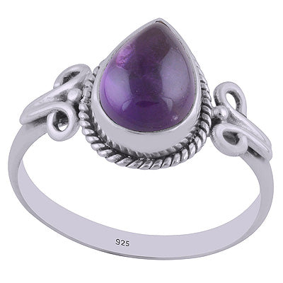 Stunning Hook Work Around Amethyst Pear Shape 925 Sterling Solid Silver Ring - R3402561-41