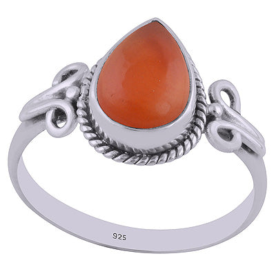Stunning Hook Work Around Carnelian Pear Shape 925 Sterling Solid Silver Ring - R3402561-47