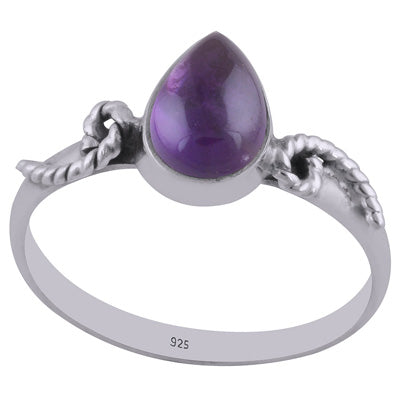 Gorgeous Coiling Work Around Amethyst Pear Shape 925 Sterling Solid Silver Ring - R3402567-1
