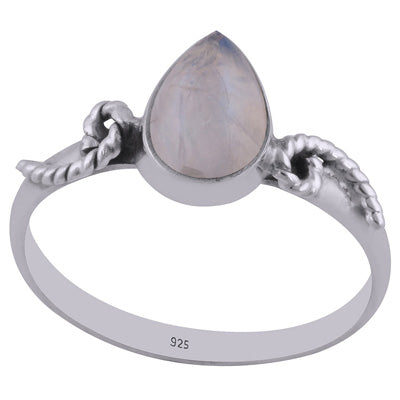 Gorgeous Coiling Work Around Rainbow Moonstone Pear Shape 925 Sterling Solid Silver Ring - R3402567-18