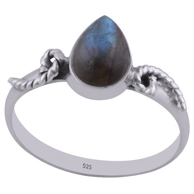Gorgeous Coiling Work Around Labradorite Pear Shape 925 Sterling Solid Silver Ring - R3402567-23