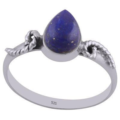 Gorgeous Coiling Work Around Lapis Pear Shape 925 Sterling Solid Silver Ring - R3402567-28