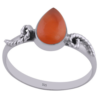 Gorgeous Coiling Work Around Carnelian Pear Shape 925 Sterling Solid Silver Ring - R3402567-36