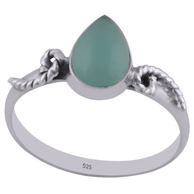 Gorgeous Coiling Work Around Aqua Chalcedony Pear Shape 925 Sterling Solid Silver Ring - R3402567-39