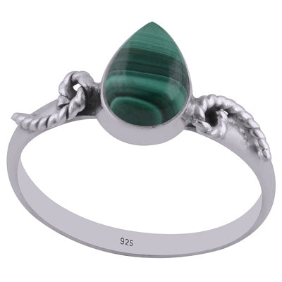 Gorgeous Coiling Work Around Malachite Pear Shape 925 Sterling Solid Silver Ring - R3402567-40
