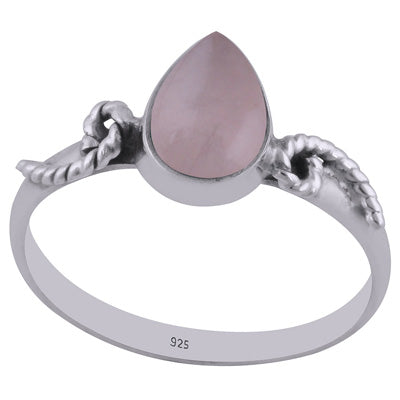 Gorgeous Coiling Work Around Rose Quartz Pear Shape 925 Sterling Solid Silver Ring - R3402567-41