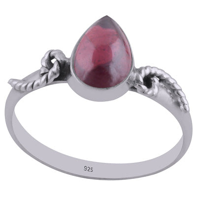 Gorgeous Coiling Work Around Garnet Pear Shape 925 Sterling Solid Silver Ring - R3402567-8