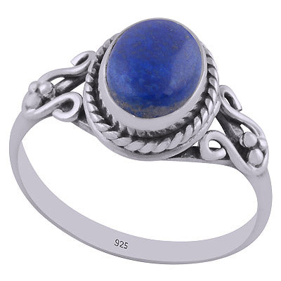 Beautiful Wire Work Around Lapis Oval Shape 925 Sterling Solid Silver Ring - R3402574-56