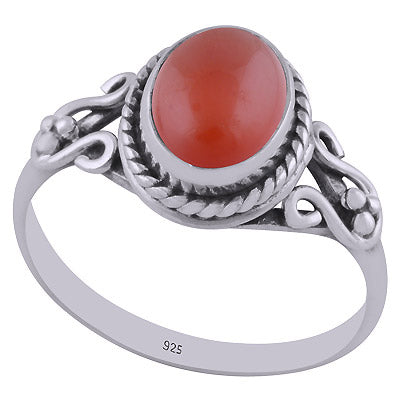 Beautiful Wire Work Around Carnelian Oval Shape 925 Sterling Solid Silver Ring - R3402574-57