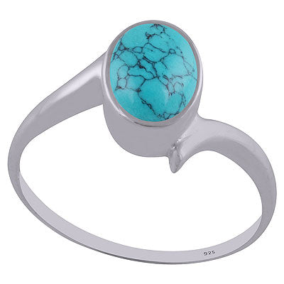 Alluring Shank Around Turquoise Oval Shape 925 Sterling Solid Silver Ring - R3402577-4