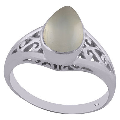 Authentic Jali Cut Prehnite Pear Shape 925 Sterling Solid Silver Ring - R3402582-12