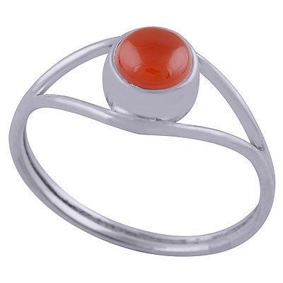 Gorgeous Split Shank Carnelian Round Shape 925 Sterling Solid Silver Ring - R3402597-16