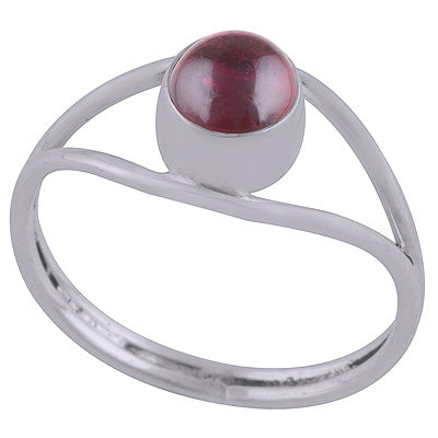 Gorgeous Split Shank Garnet Round Shape 925 Sterling Solid Silver Ring - R3402597-42
