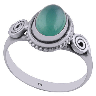 Stunning Handwork Around Green Onyx Oval Shape 925 Sterling Solid Silver Ring - R3402606-17