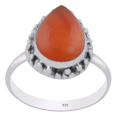 Alluring Rawa Work Pattern Around Carnelian Pear Shape 925 Sterling Solid Silver Ring - R3402616-32