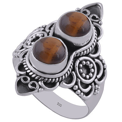 Tiger's Eye 925 Sterling Silver Ring - R3402620-17
