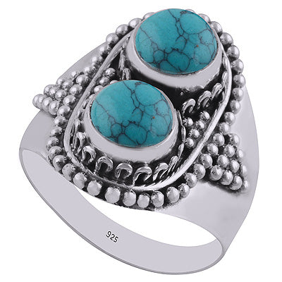 Turquoise 925 Sterling Silver Ring - R3402621-8