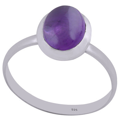 Beautiful Gemstone Amethyst Round Shape 925 Sterling Solid Silver Ring - R3402632-31