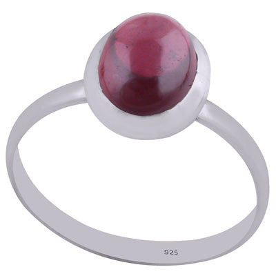 Beautiful Gemstone Garnet Round Shape 925 Sterling Solid Silver Ring - R3402632-32