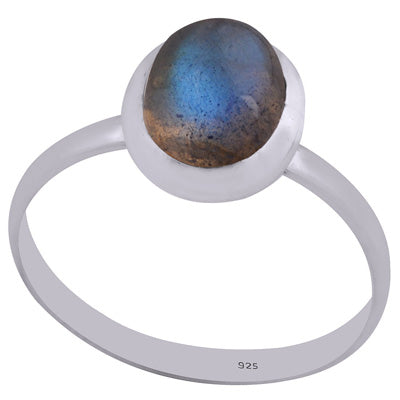 Beautiful Gemstone Labradorite Round Shape 925 Sterling Solid Silver Ring - R3402632-35