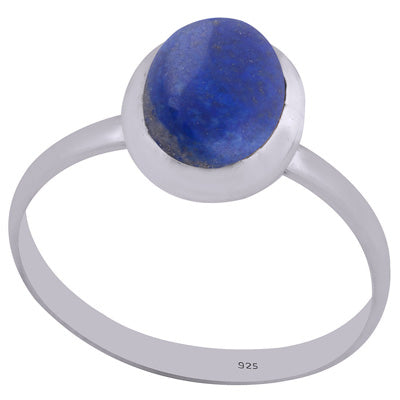 Beautiful Gemstone Lapis Round Shape 925 Sterling Solid Silver Ring - R3402632-36