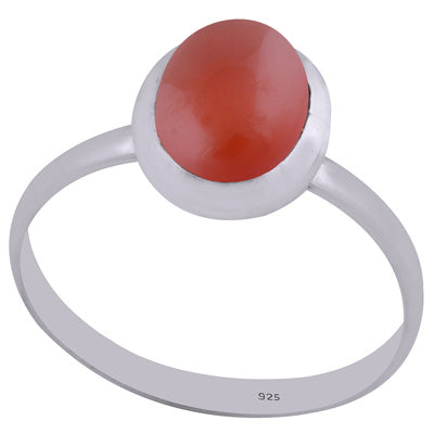 Beautiful Gemstone Carnelian Round Shape 925 Sterling Solid Silver Ring - R3402632-37
