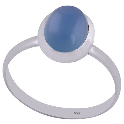 Beautiful Gemstone Blue Chalcedony Round Shape 925 Sterling Solid Silver Ring - R3402632-39