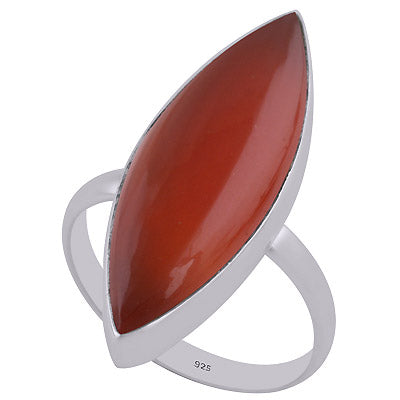 Gorgeous Elongated Gemstone Carnelian Marquise Shape 925 Sterling Solid Silver Ring - R3402647-10