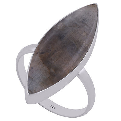 Gorgeous Elongated Gemstone Labradorite Marquise Shape 925 Sterling Solid Silver Ring - R3402647-27