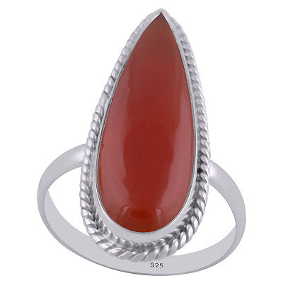 Stunning Textured Wire Around Carnelian Pear Shape 925 Sterling Solid Silver Ring - R3402650-5