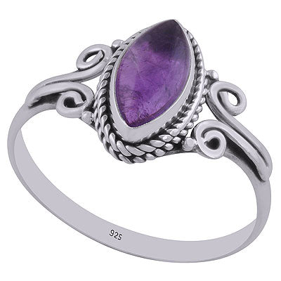Gorgeous Twisted Coil Wire Work Around Amethyst Marquise Shape 925 Sterling Solid Silver Ring - R3402652-1